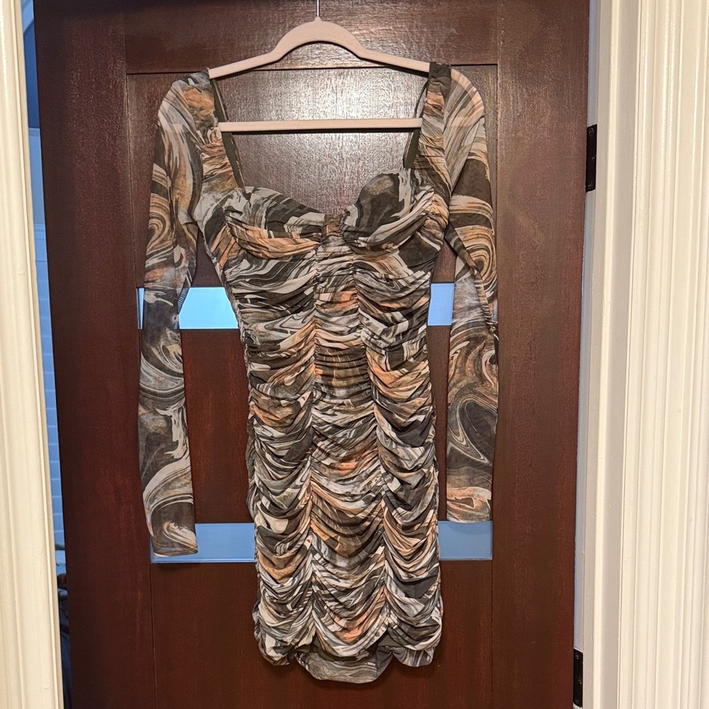 Elegant Multicolor Ruched Dress